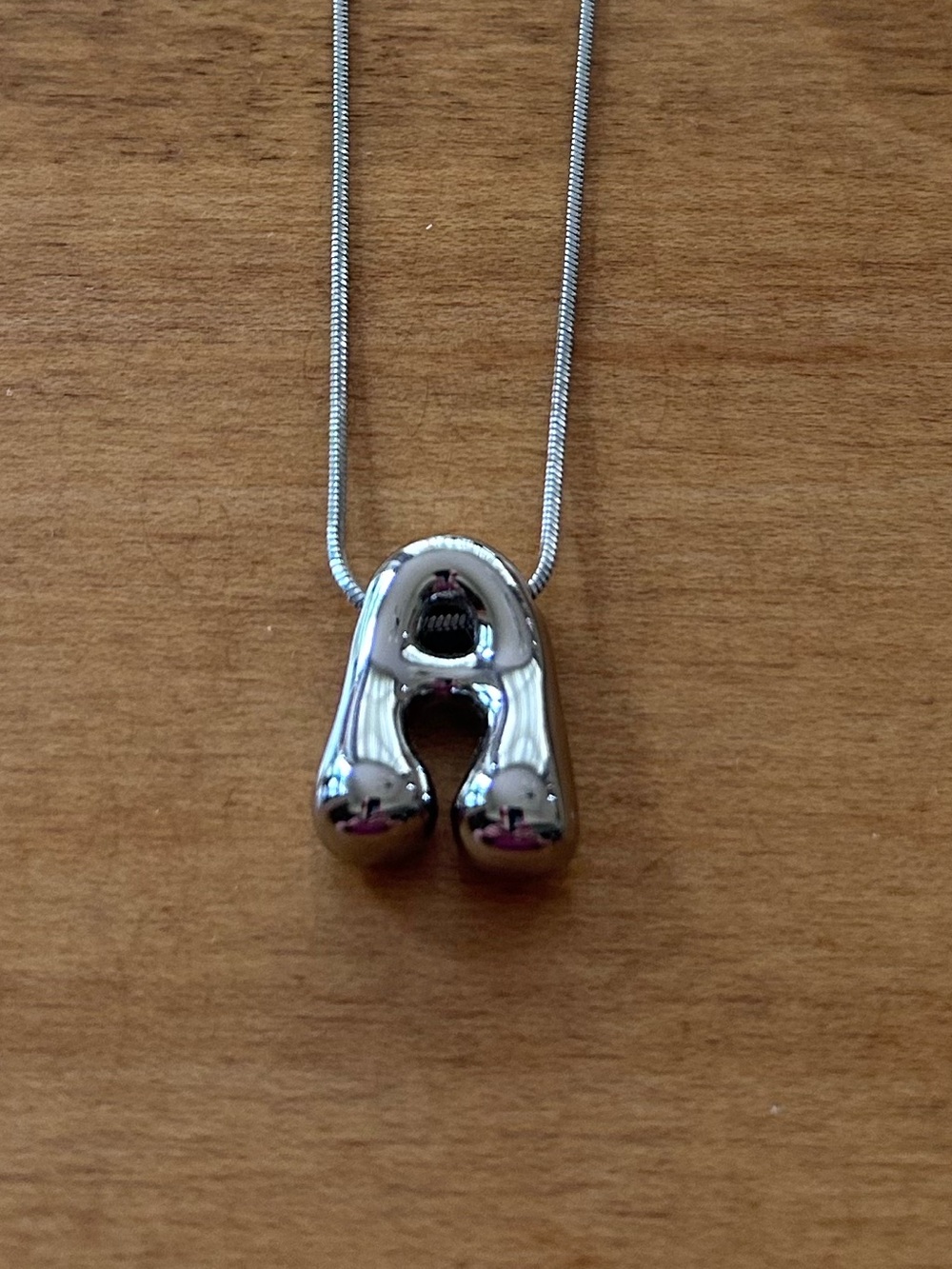 NWT Anthropologie Silver Tone Bubble Initial Letter “A” Necklace.